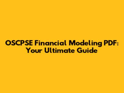 OSCPSE Financial Modeling PDF: Your Ultimate Guide
