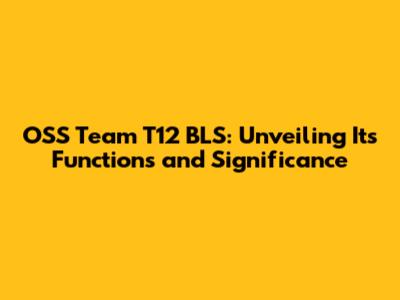 OSS Team T12 BLS: Unveiling Its Functions and Significance