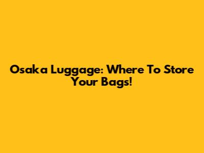 Osaka Luggage: Where To Store Your Bags!