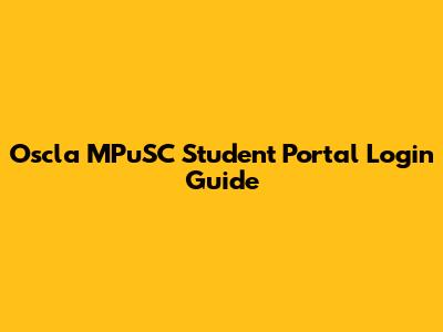 Oscla MPuSC Student Portal Login Guide