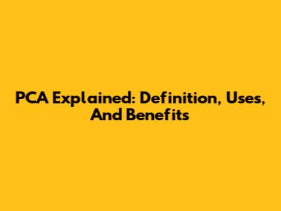 PCA Explained: Definition, Uses, And Benefits