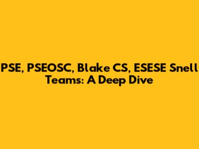 PSE, PSEOSC, Blake CS, ESESE Snell Teams: A Deep Dive