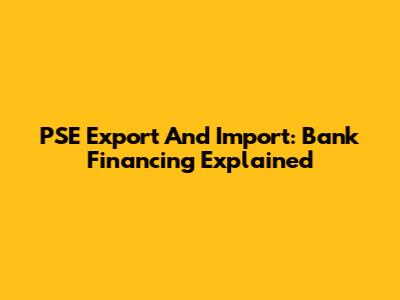 PSE Export And Import: Bank Financing Explained