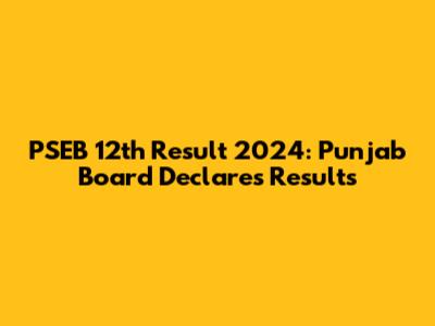 PSEB 12th Result 2024: Punjab Board Declares Results