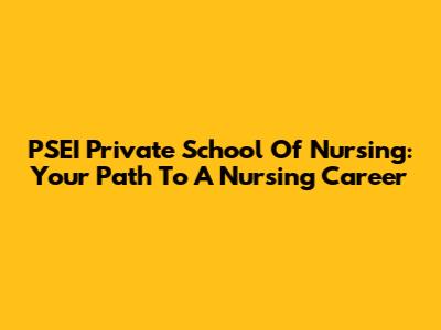 PSEI Private School Of Nursing: Your Path To A Nursing Career