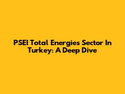 PSEI Total Energies Sector In Turkey: A Deep Dive