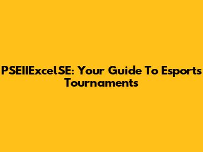 PSEIIExcelSE: Your Guide To Esports Tournaments
