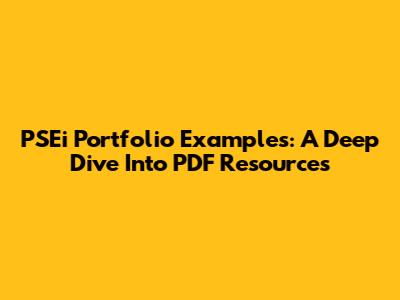 PSEi Portfolio Examples: A Deep Dive Into PDF Resources