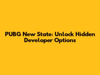 PUBG New State: Unlock Hidden Developer Options