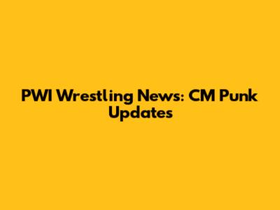 PWI Wrestling News: CM Punk Updates