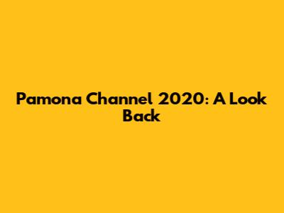 Pamona Channel 2020: A Look Back