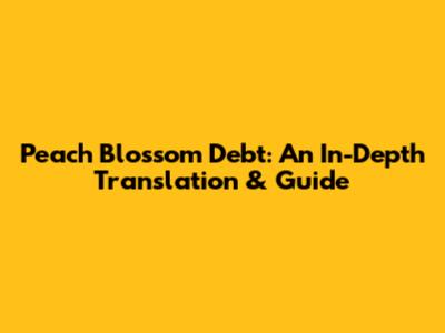 Peach Blossom Debt: An In-Depth Translation & Guide