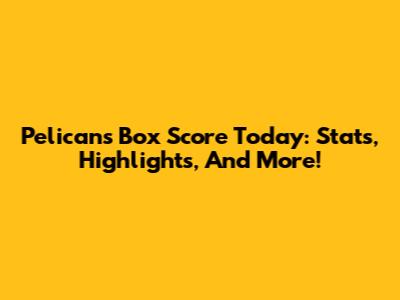 Pelicans Box Score Today: Stats, Highlights, And More!