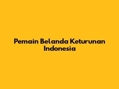 Pemain Belanda Keturunan Indonesia