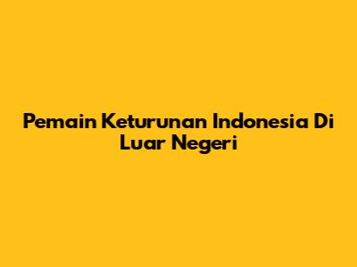 Pemain Keturunan Indonesia Di Luar Negeri