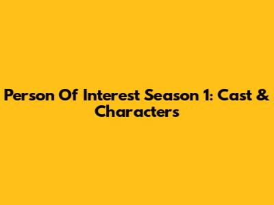 Person Of Interest Season 1: Cast & Characters