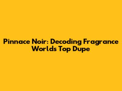 Pinnace Noir: Decoding Fragrance World's Top Dupe