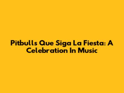 Pitbull's 'Que Siga La Fiesta': A Celebration In Music