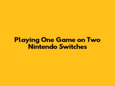 Playing One Game on Two Nintendo Switches