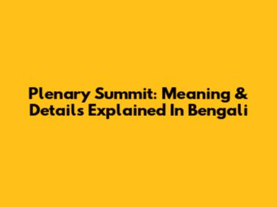 Plenary Summit: Meaning & Details Explained In Bengali