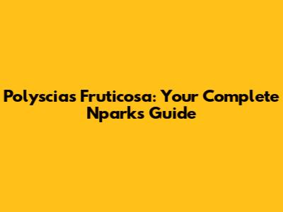 Polyscias Fruticosa: Your Complete Nparks Guide