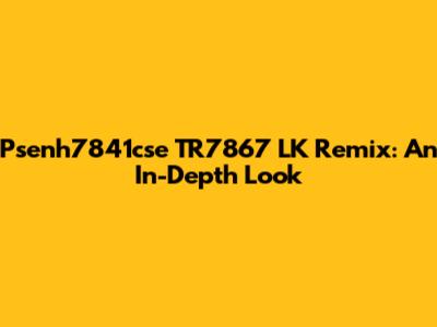 Psenh7841cse TR7867 LK Remix: An In-Depth Look