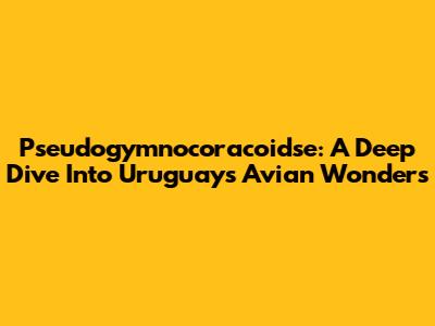 Pseudogymnocoracoidse: A Deep Dive Into Uruguay's Avian Wonders