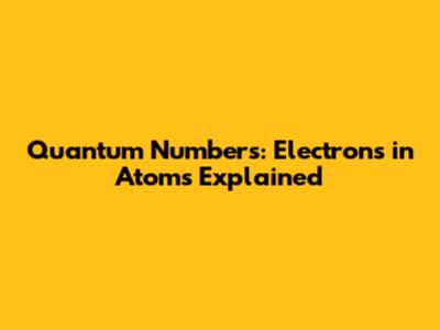 Quantum Numbers: Electrons in Atoms Explained