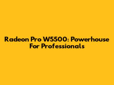 Radeon Pro W5500: Powerhouse For Professionals