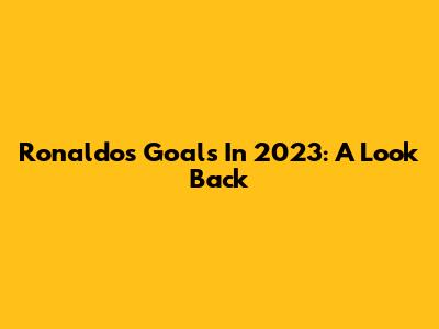 Ronaldo's Goals In 2023: A Look Back