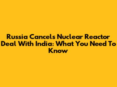 Russia Cancels Nuclear Reactor Deal With India: What You Need To Know