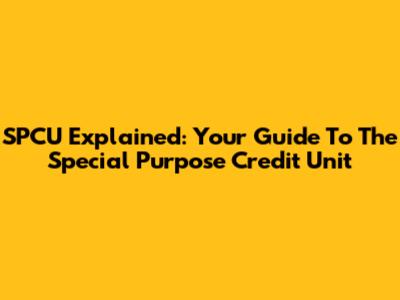 SPCU Explained: Your Guide To The Special Purpose Credit Unit