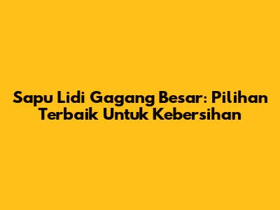 Sapu Lidi Gagang Besar: Pilihan Terbaik Untuk Kebersihan