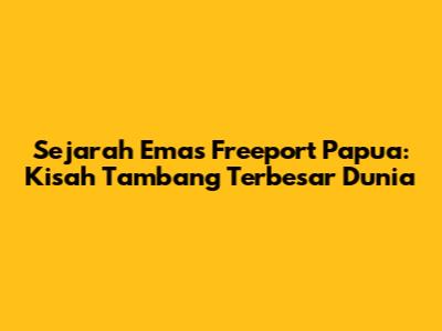 Sejarah Emas Freeport Papua: Kisah Tambang Terbesar Dunia
