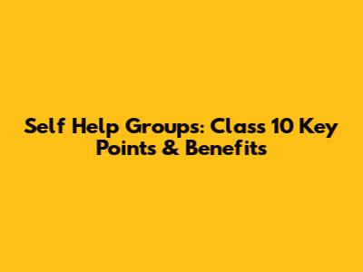 Self Help Groups: Class 10 Key Points & Benefits