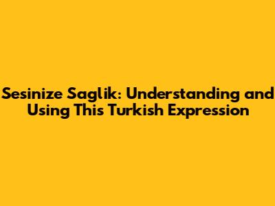 Sesinize Saglik: Understanding and Using This Turkish Expression