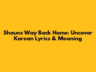 Shaun's 'Way Back Home': Uncover Korean Lyrics & Meaning