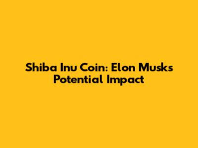 Shiba Inu Coin: Elon Musk's Potential Impact