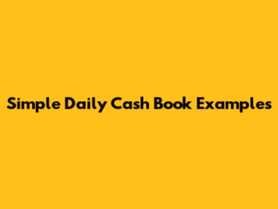 Simple Daily Cash Book Examples