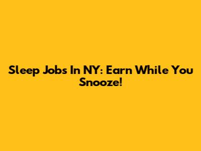 Sleep Jobs In NY: Earn While You Snooze!
