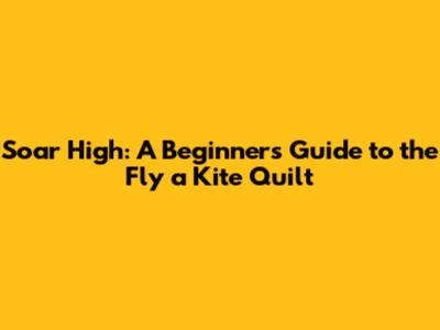 Soar High: A Beginner's Guide to the Fly a Kite Quilt