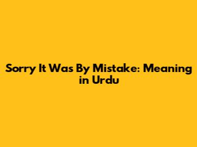 Sorry It Was By Mistake: Meaning in Urdu