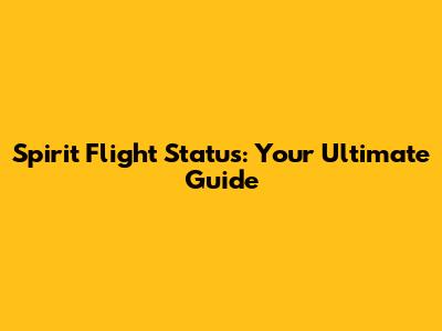 Spirit Flight Status: Your Ultimate Guide