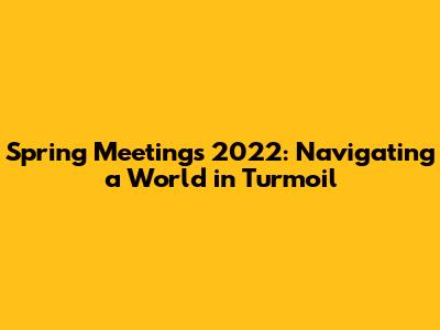 Spring Meetings 2022: Navigating a World in Turmoil