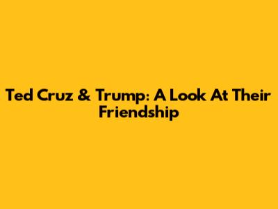 Ted Cruz & Trump: A Look At Their Friendship