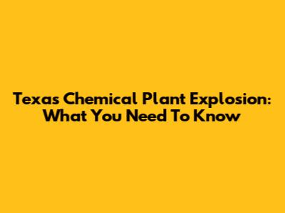 Texas Chemical Plant Explosion: What You Need To Know