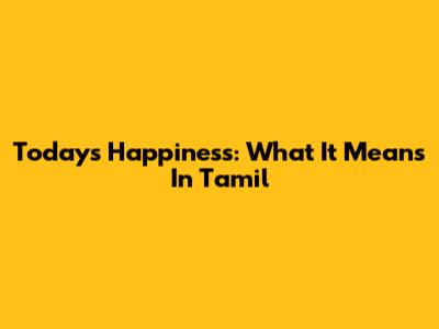 Today's Happiness: What It Means In Tamil