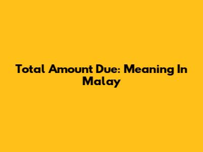 Total Amount Due: Meaning In Malay