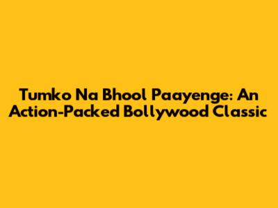 Tumko Na Bhool Paayenge: An Action-Packed Bollywood Classic