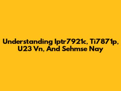 Understanding Iptr7921c, Ti7871p, U23 Vn, And Sehmse Nay